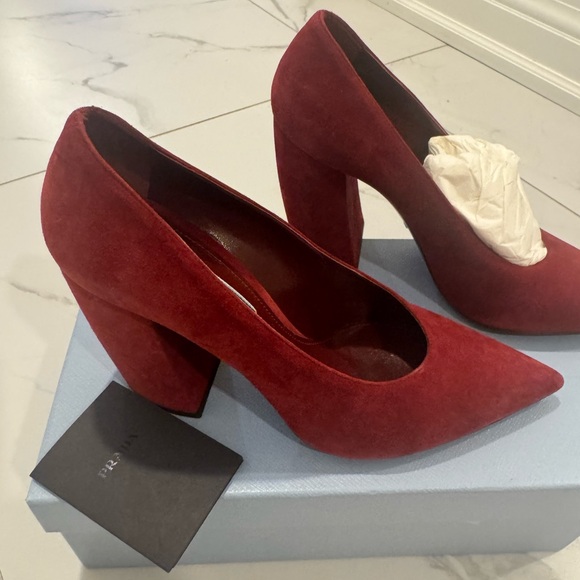 Prada Women's Bold Red Block Heels - Picture 10 of 12